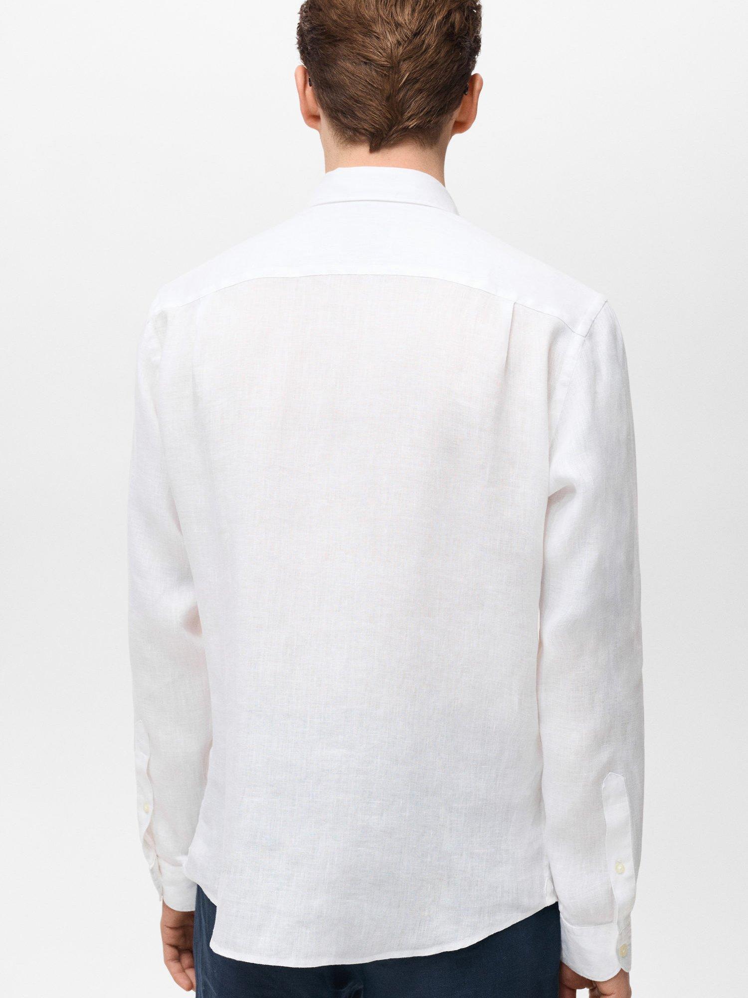 Product image 4 of 9, which shows Mango Parrot Linen Regular Fit Shirt, White, L