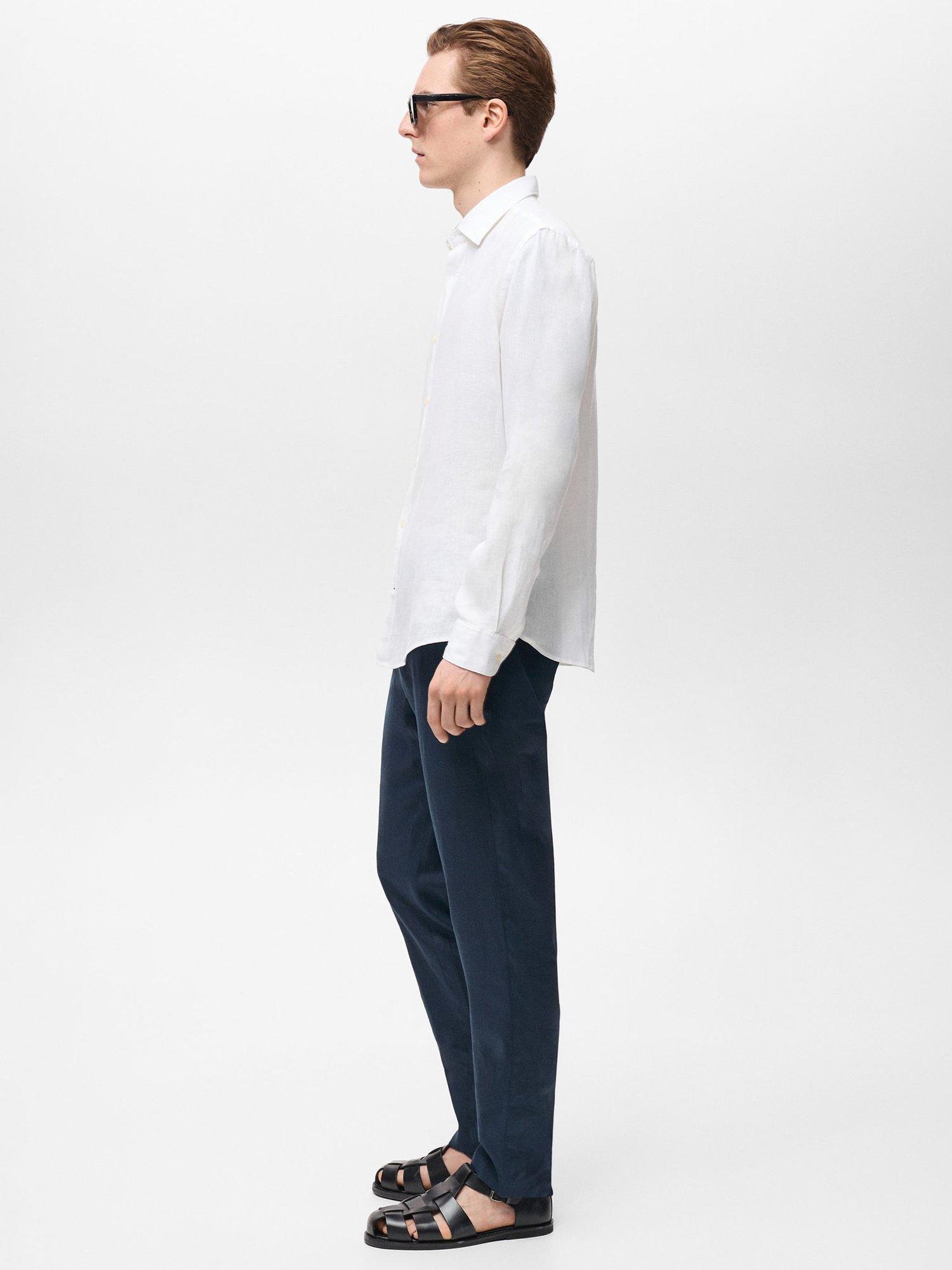 Product image 7 of 9, which shows Mango Parrot Linen Regular Fit Shirt, White, L