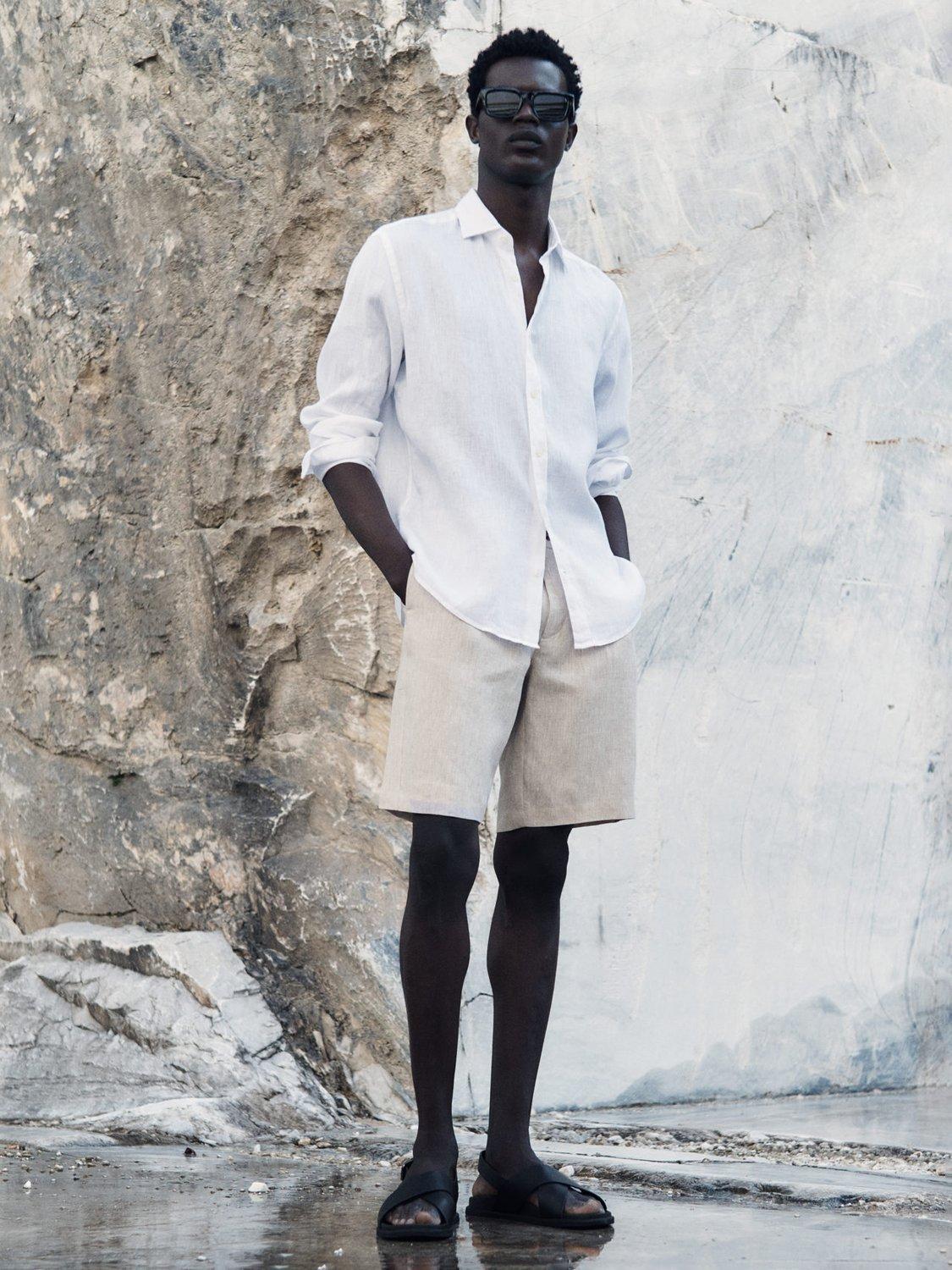 Product image 8 of 9, which shows Mango Parrot Linen Regular Fit Shirt, White, L