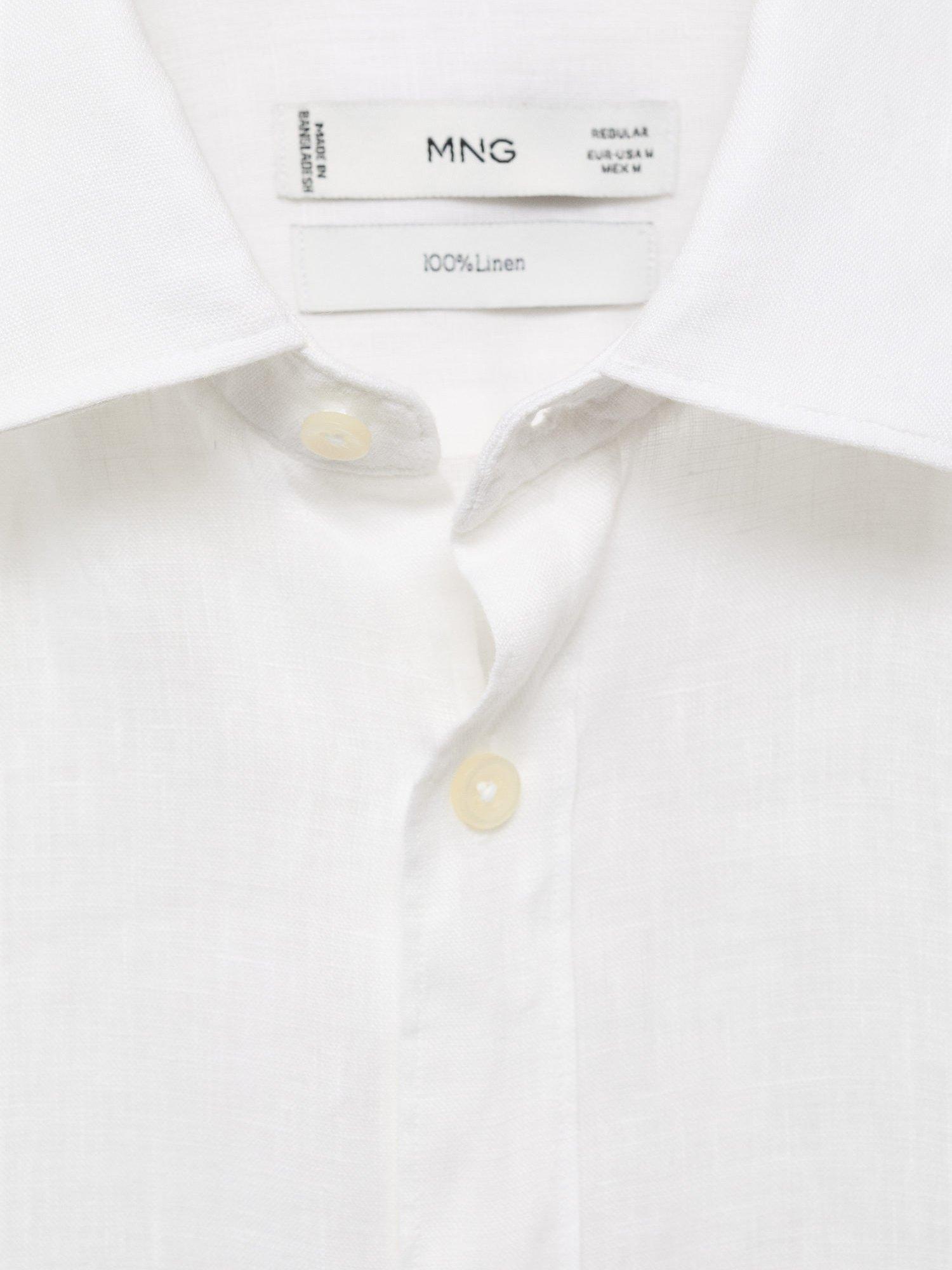 Product image 9 of 9, which shows Mango Parrot Linen Regular Fit Shirt, White, L