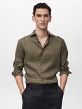 Mango Tucan Linen Slim Fit Shirt, Beige