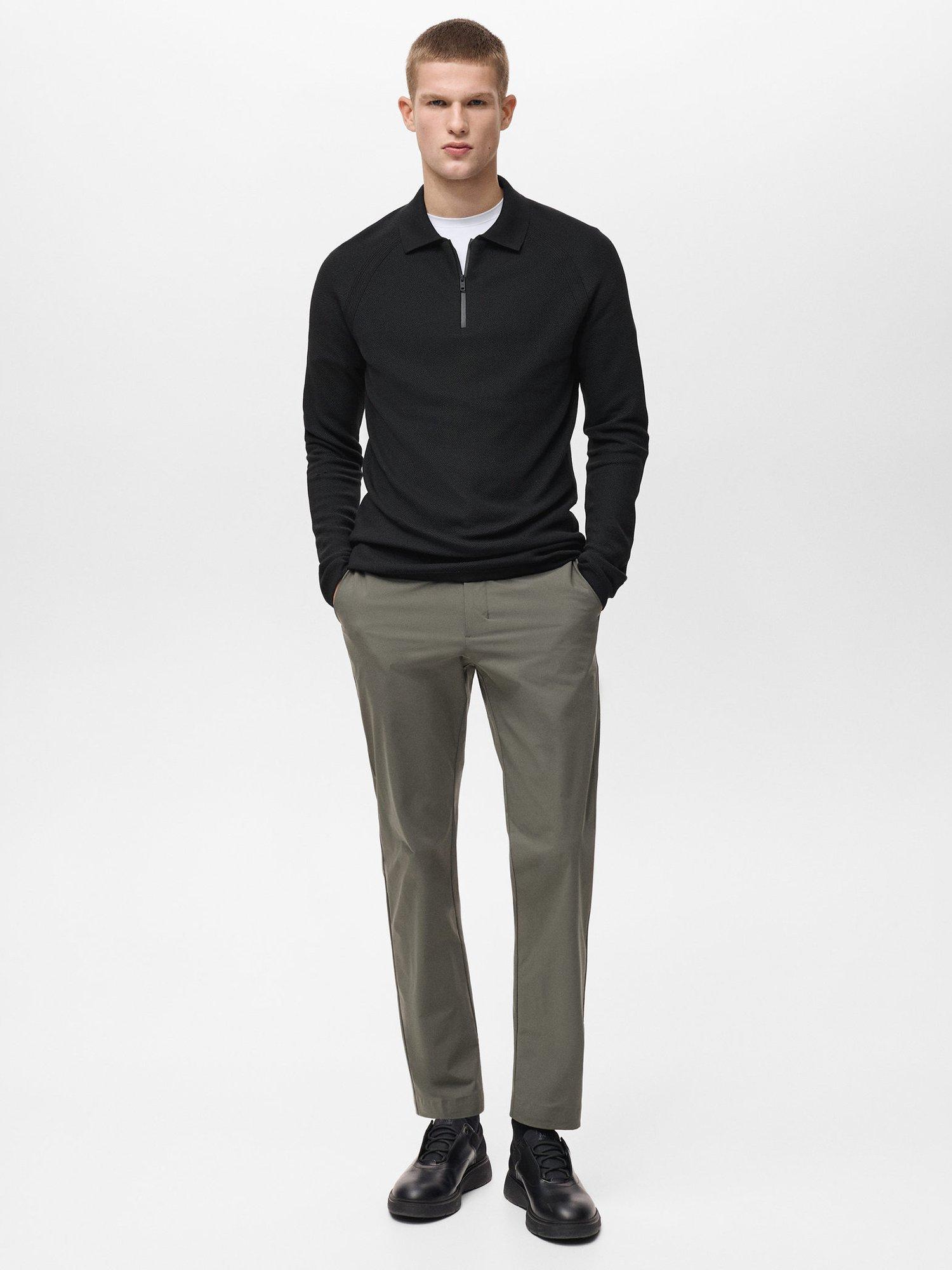 Product image 2 of 8, which shows Mango Anomic Regular Fit Zipped Polo Neck Jumper, Black, L