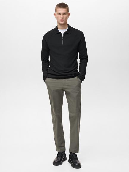 Mango Anomic Regular Fit Zipped Polo Neck Jumper, Black - view 2, Black