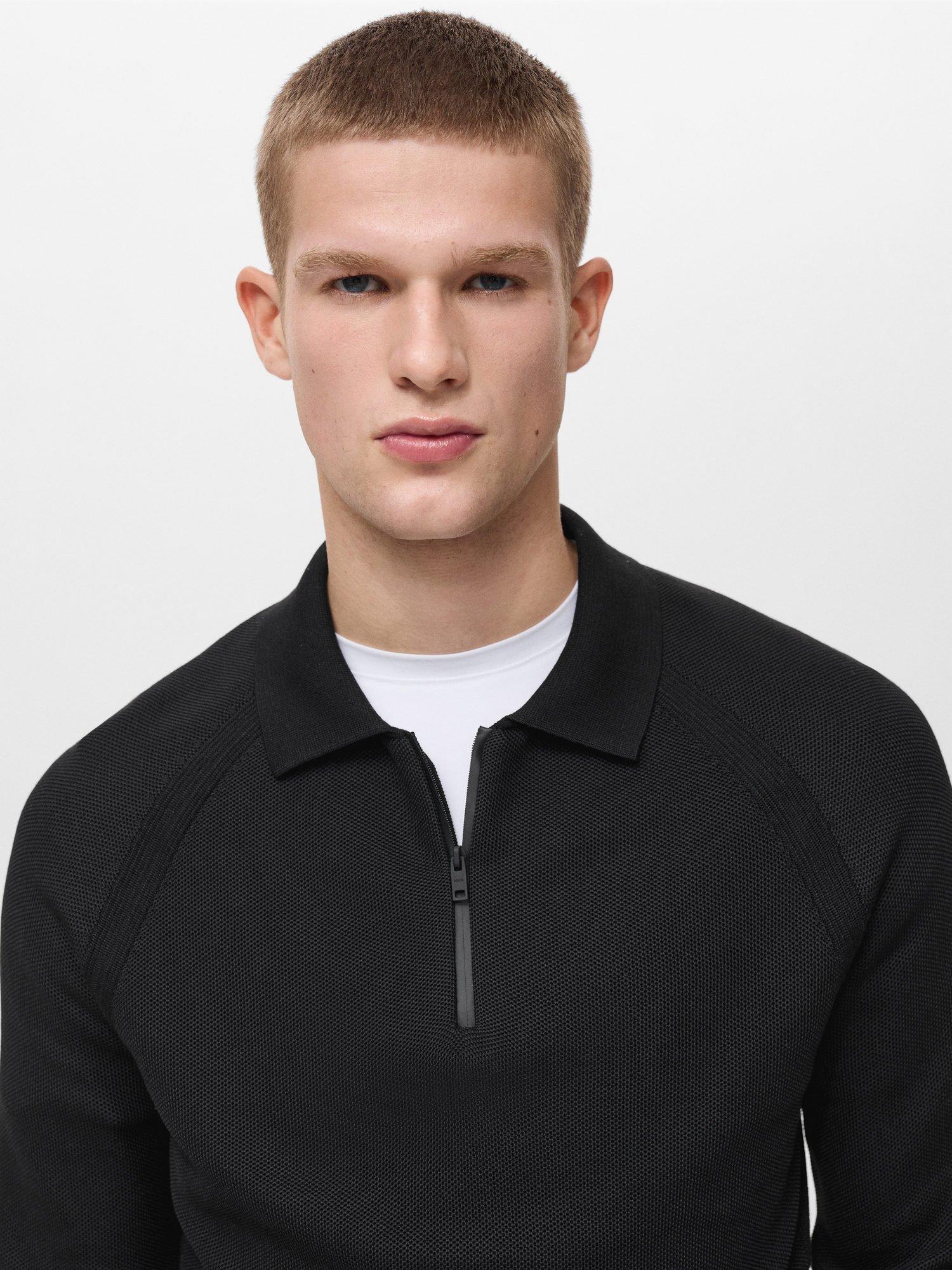 Product image 6 of 8, which shows Mango Anomic Regular Fit Zipped Polo Neck Jumper, Black, L