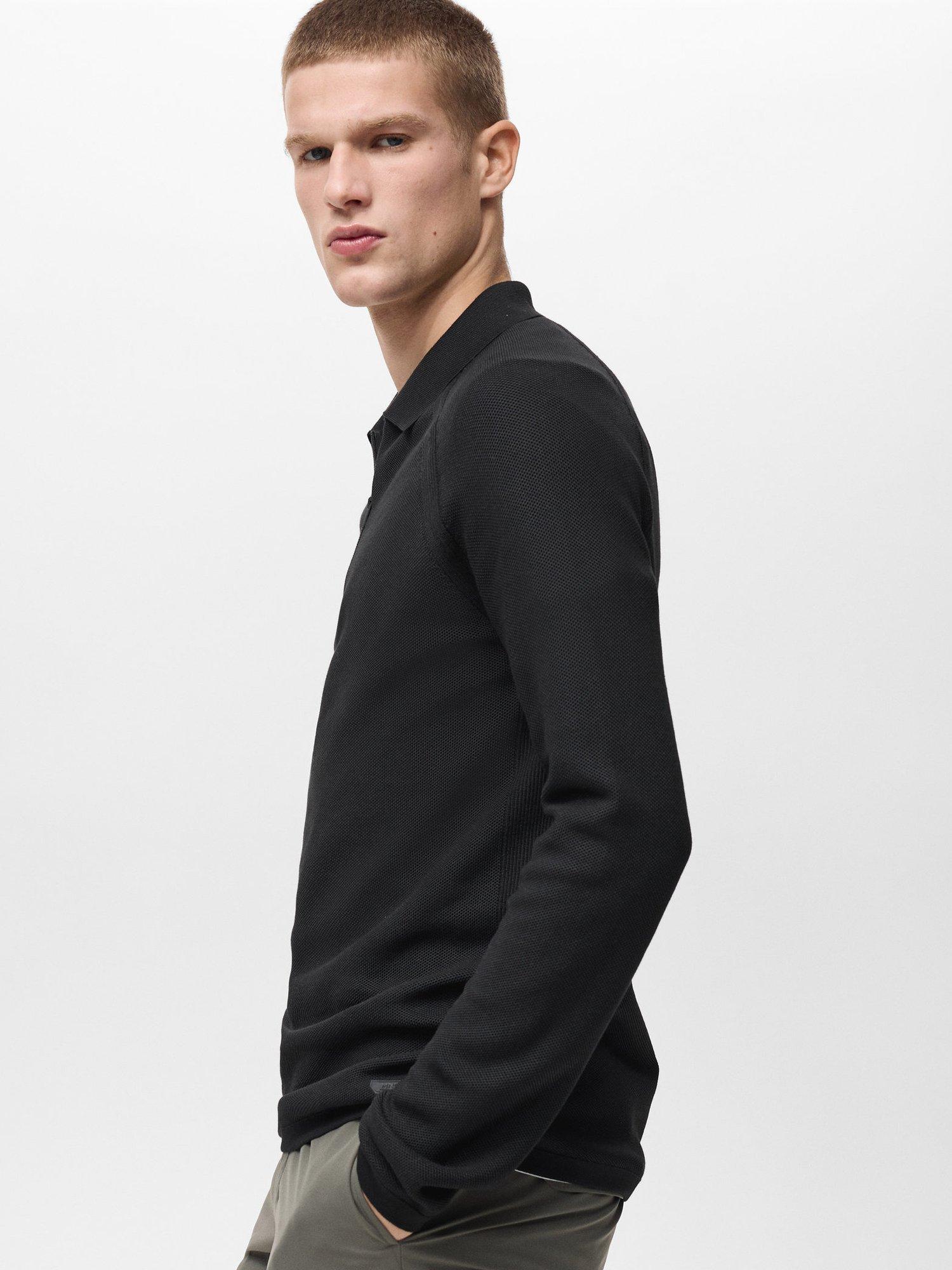 Product image 7 of 8, which shows Mango Anomic Regular Fit Zipped Polo Neck Jumper, Black, L