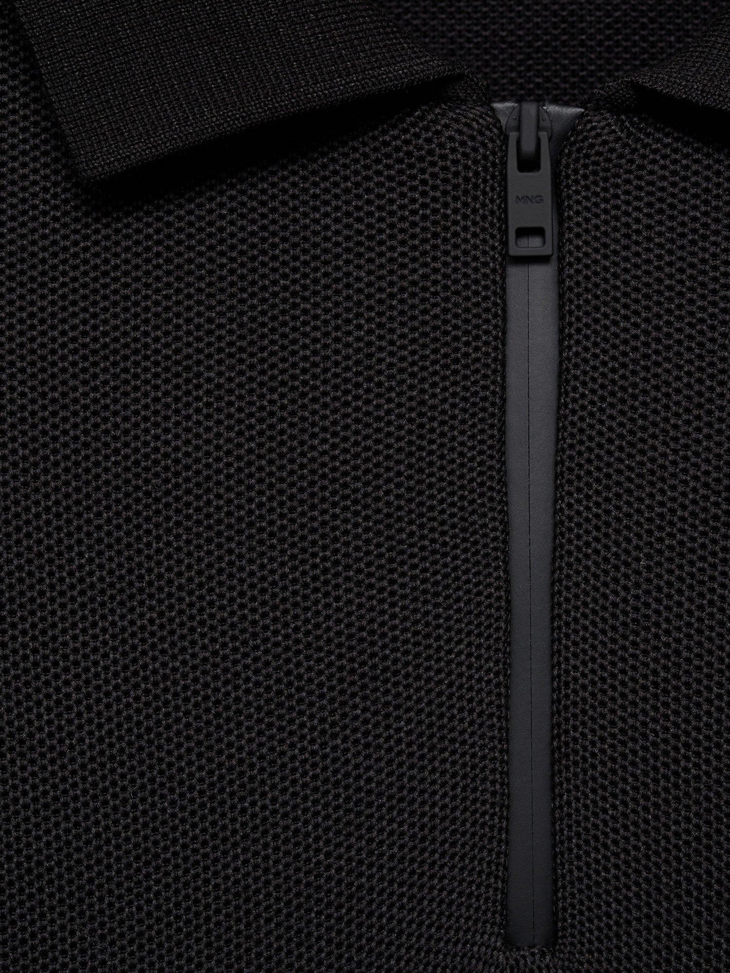 Product image 8 of 8, which shows Mango Anomic Regular Fit Zipped Polo Neck Jumper, Black, L
