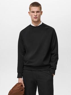 Mango Aosta Regular Fit Crew Neck Sweatshirt, Black