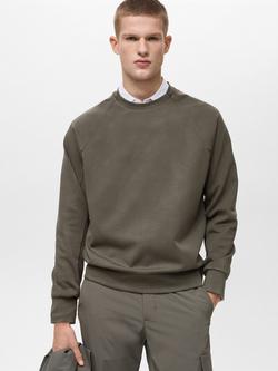 Mango Aosta Regular Fit Crew Neck Sweatshirt, Medium Green