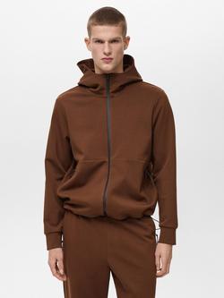 Mango Veneto Zipped Hoodie, Brown, Brown
