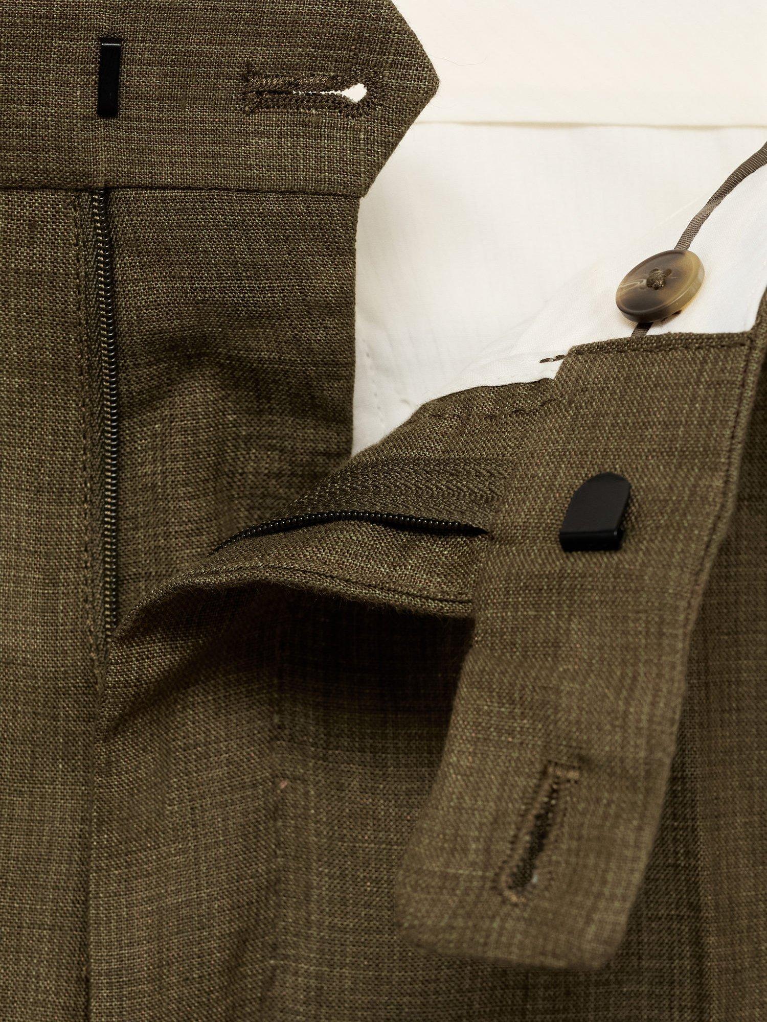 Product image 5 of 8, which shows Mango Amalfi Linen Straight Leg Trousers, Khaki, 29