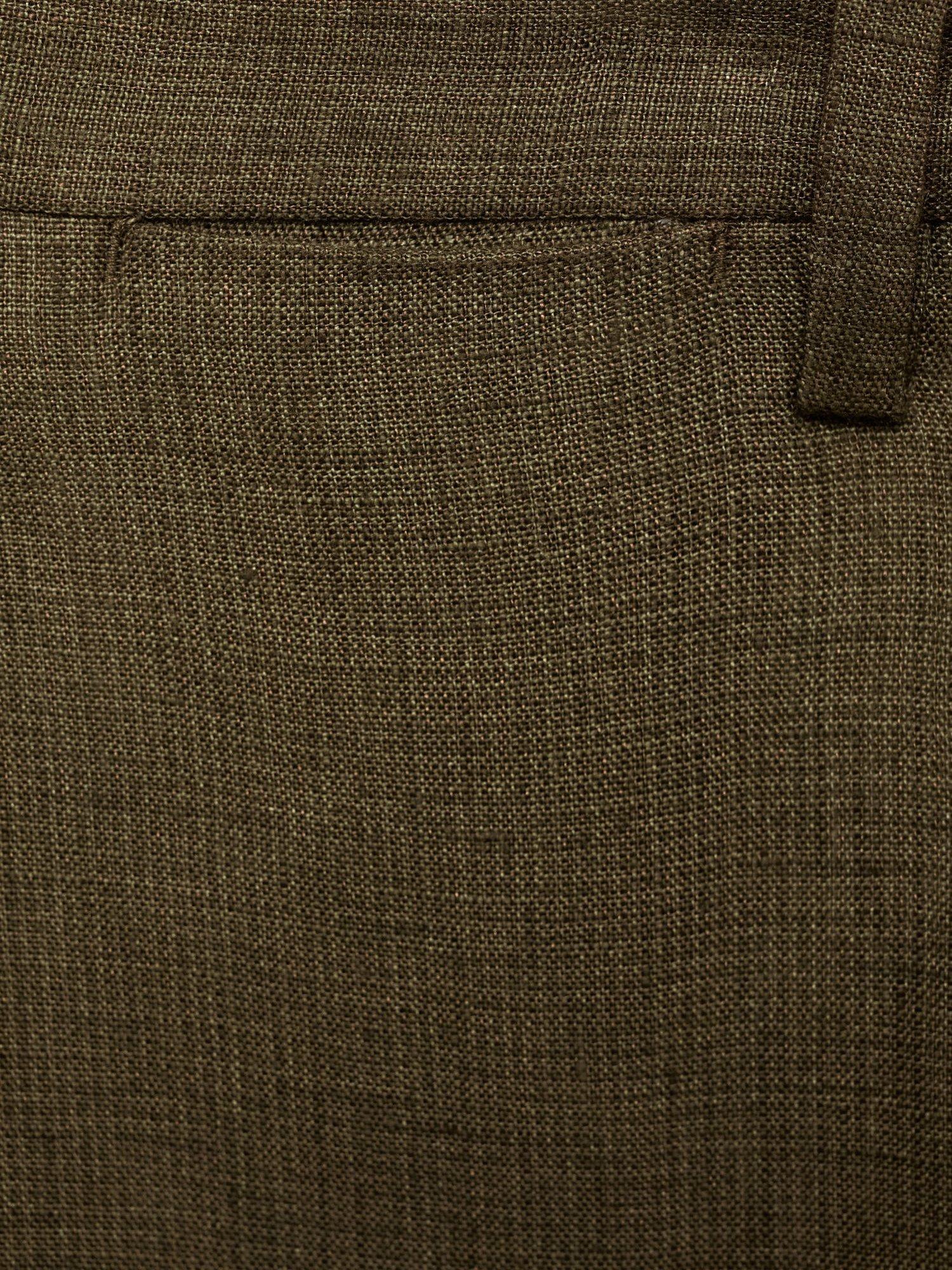 Product image 8 of 8, which shows Mango Amalfi Linen Straight Leg Trousers, Khaki, 29