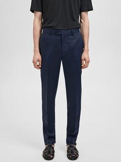 Mango Amalfi Linen Suit Trousers, Navy, Navy