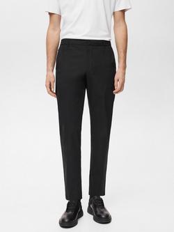 Mango Due Slim Fit Performance Trousers, Black