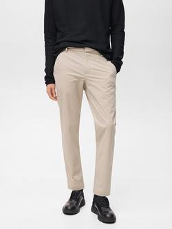 Mango Due Slim Fit Performance Trousers, Light Brown