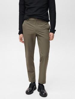 Mango Due Slim Fit Performance Trousers, Medium Green