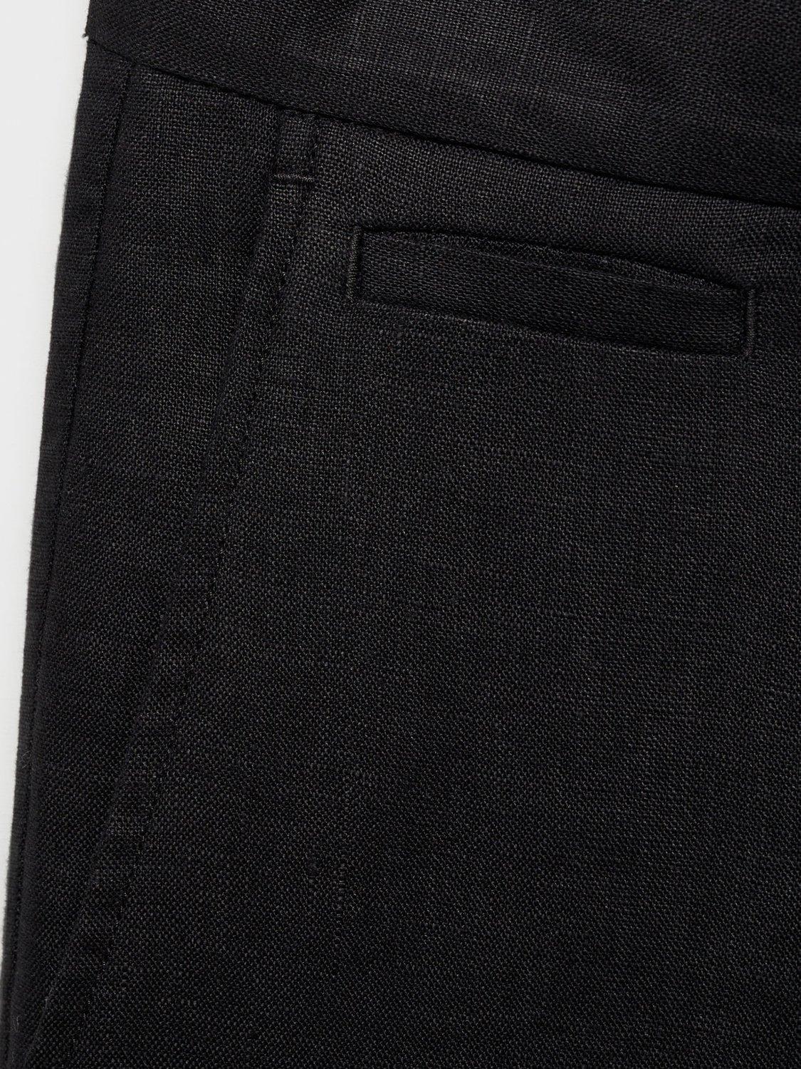 Product image 5 of 8, which shows Mango Oyster Slim Fit Linen Trousers, Black, 29