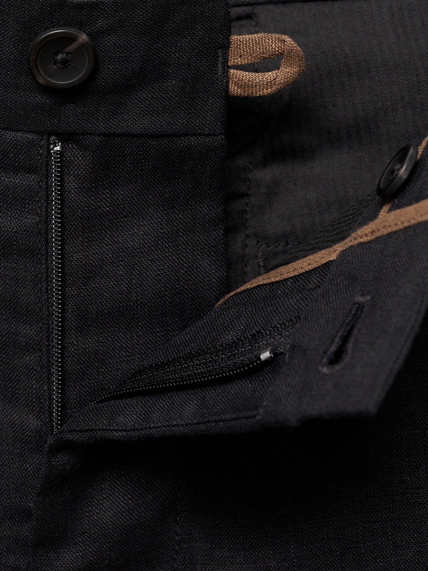 Product image 8 of 8, which shows Mango Oyster Slim Fit Linen Trousers, Black, 29