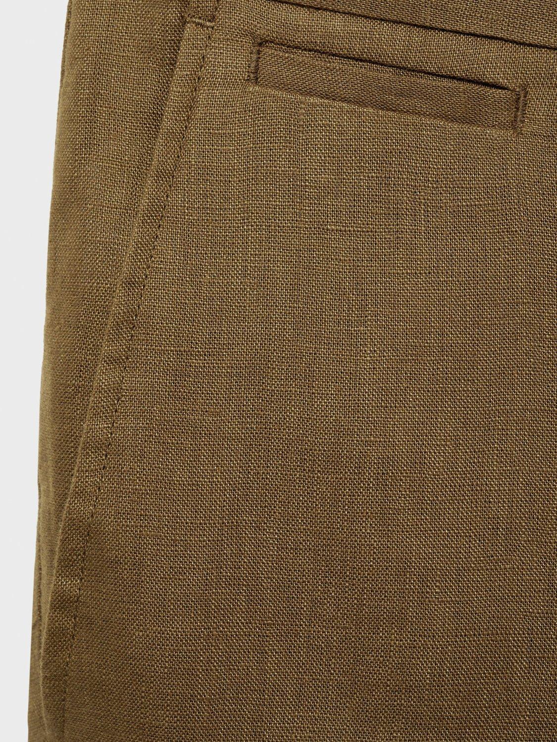 Product image 8 of 9, which shows Mango Oyster Linen Slim Trousers, Green, 29