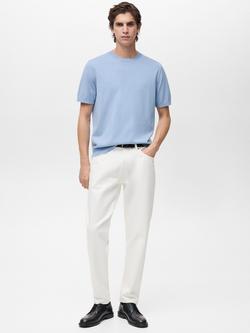 Mango Arraona Cotton Regular Fit Tee - view 2, Pastel Blue