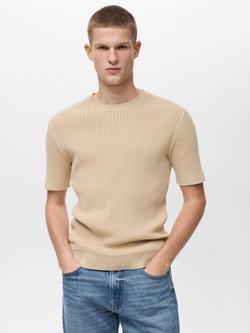 Mango Angelo Slim Fit Tee, Light Beige, Light Beige