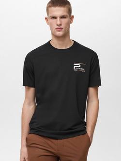 Mango Puglia Regular Fit Crew Neck T-Shirt, Black, Black