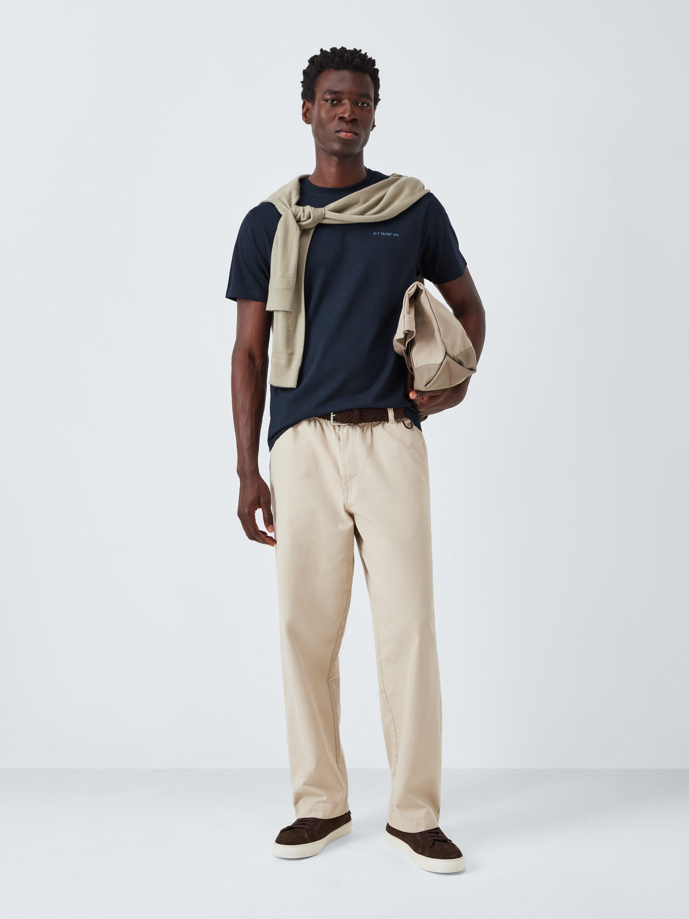 Product image 4 of 6, which shows Kin Distorted Graphic Cotton T-Shirt, Dark Sapphire, S