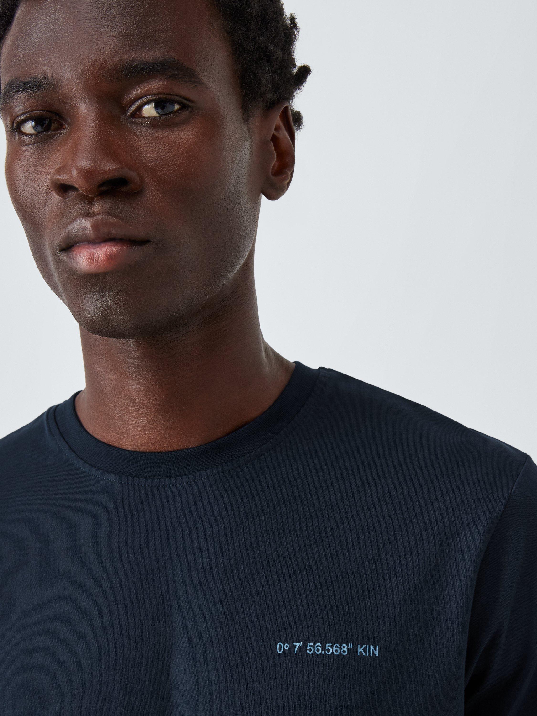 Product image 5 of 6, which shows Kin Distorted Graphic Cotton T-Shirt, Dark Sapphire, S