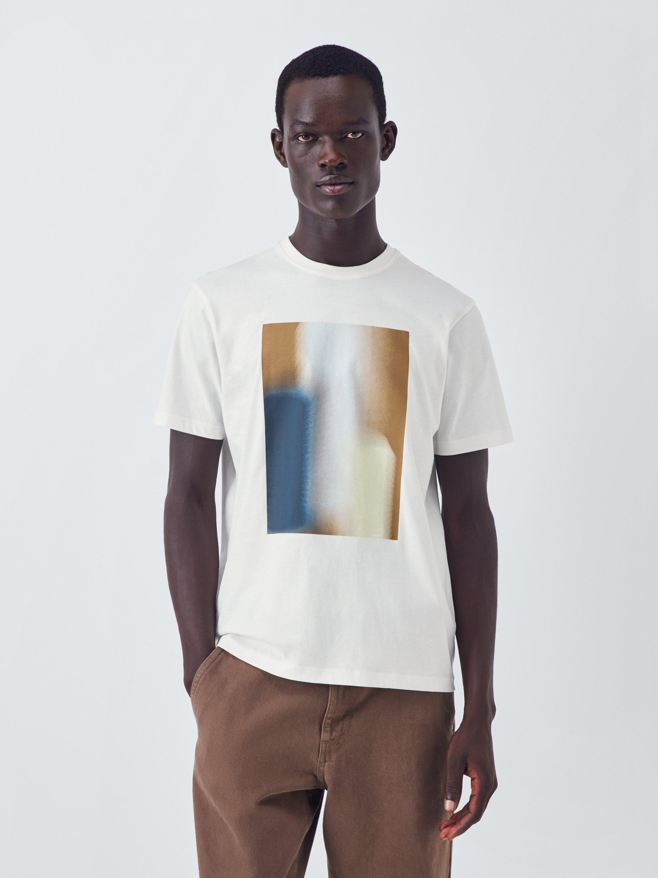 Product image 1 of 6, which shows Kin Cotton Regular Fit Abstract Graphic T-Shirt, Cloud Dancer, S