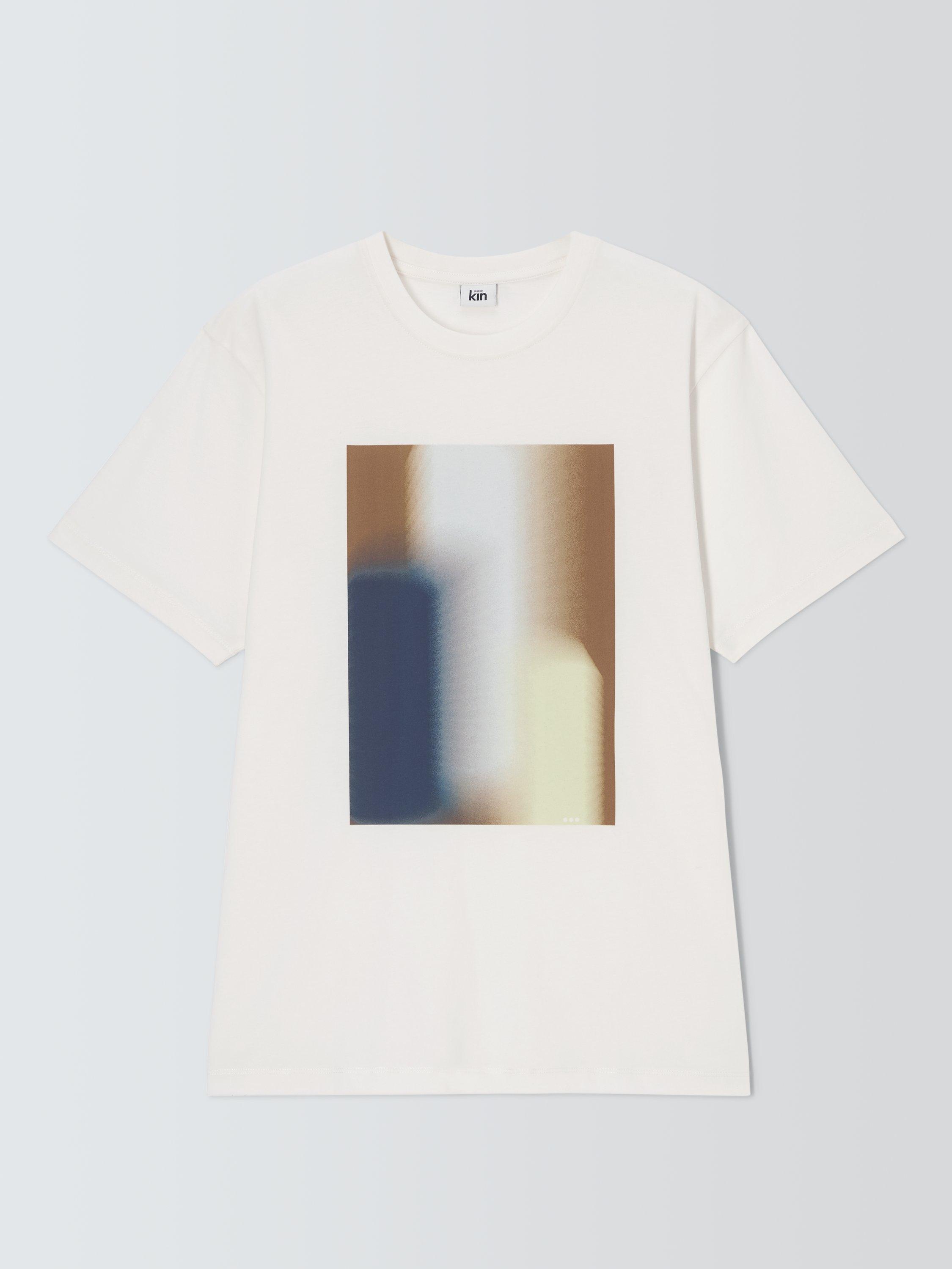 Product image 3 of 6, which shows Kin Cotton Regular Fit Abstract Graphic T-Shirt, Cloud Dancer, S