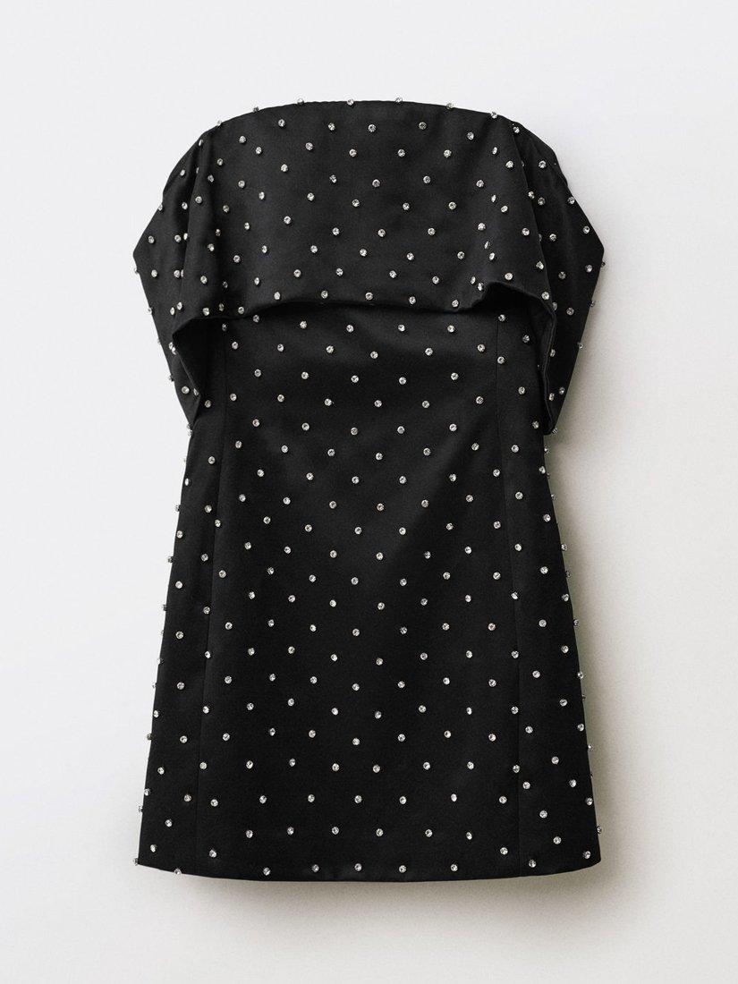 Product image 3 of 8, which shows Mango Tess Crystal Mini Dress, Black, 10