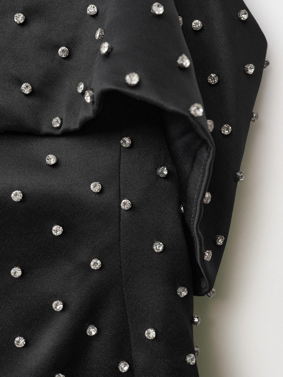 Product image 5 of 8, which shows Mango Tess Crystal Mini Dress, Black, 10