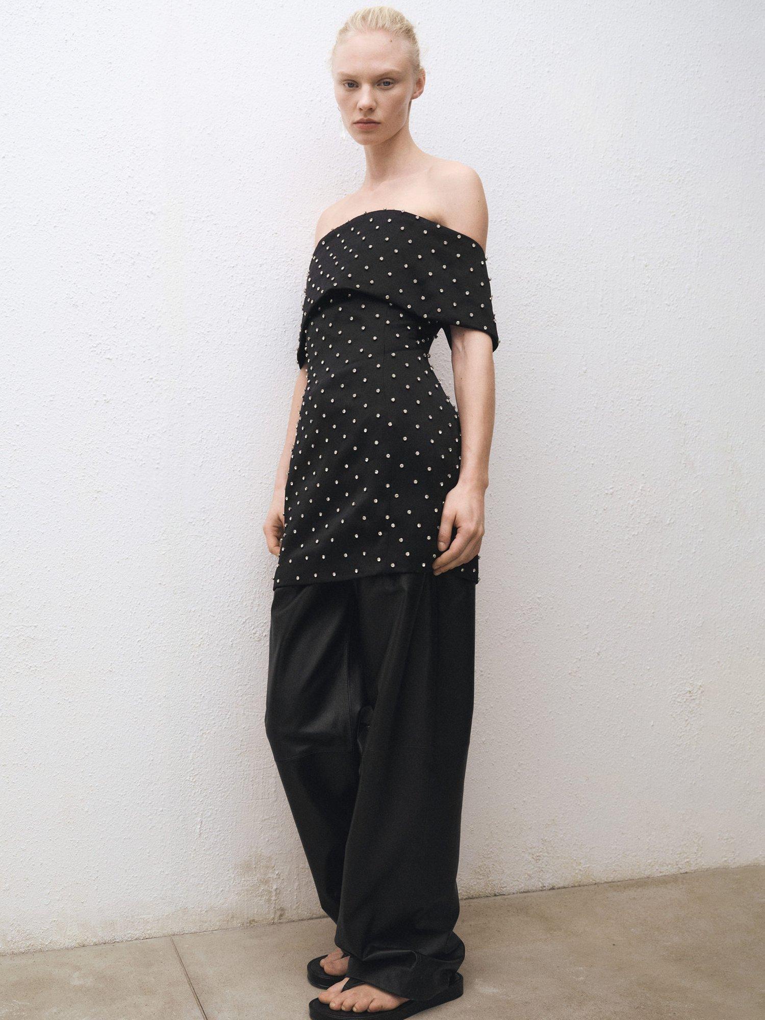 Product image 6 of 8, which shows Mango Tess Crystal Mini Dress, Black, 10