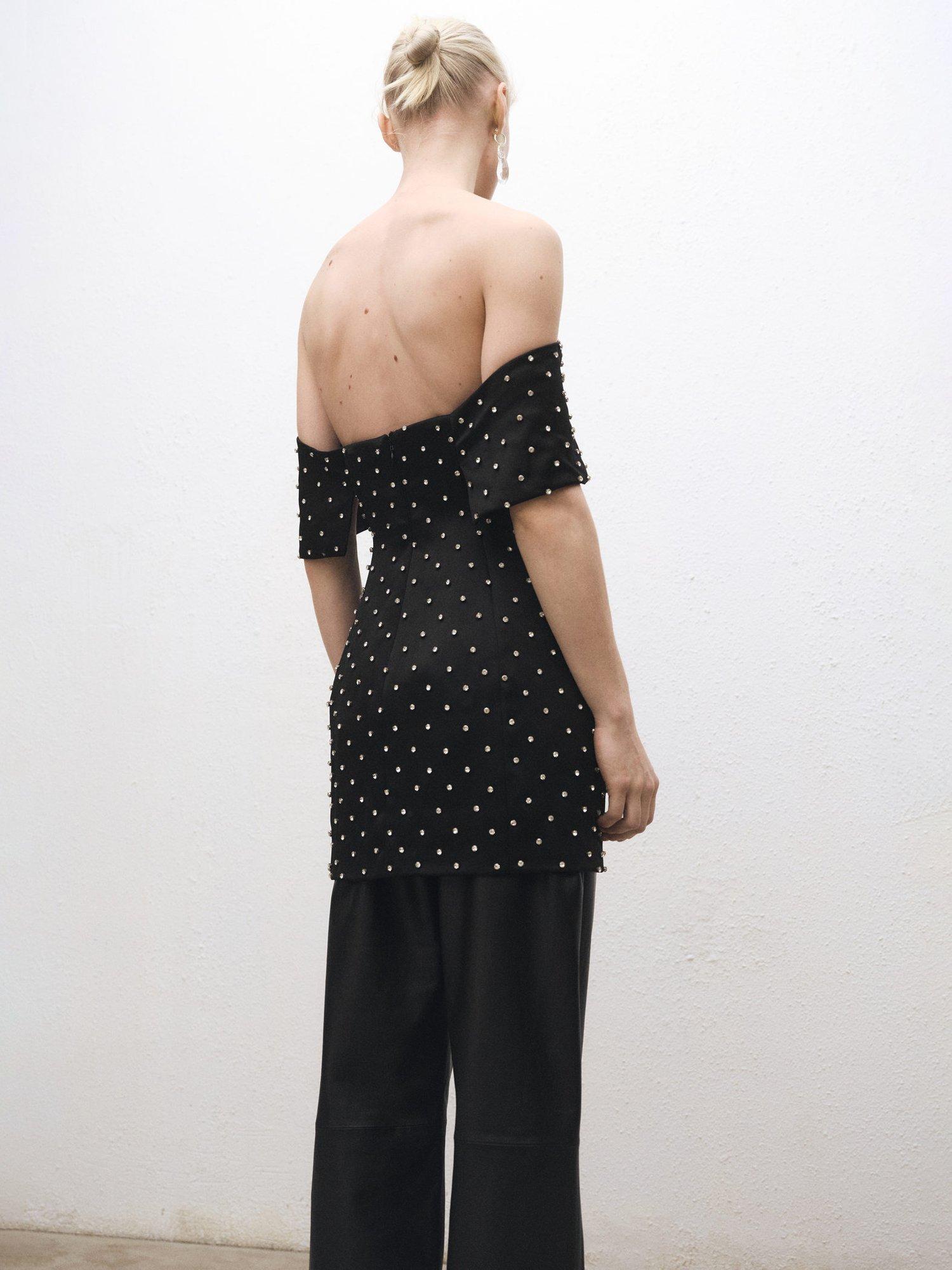 Product image 8 of 8, which shows Mango Tess Crystal Mini Dress, Black, 10