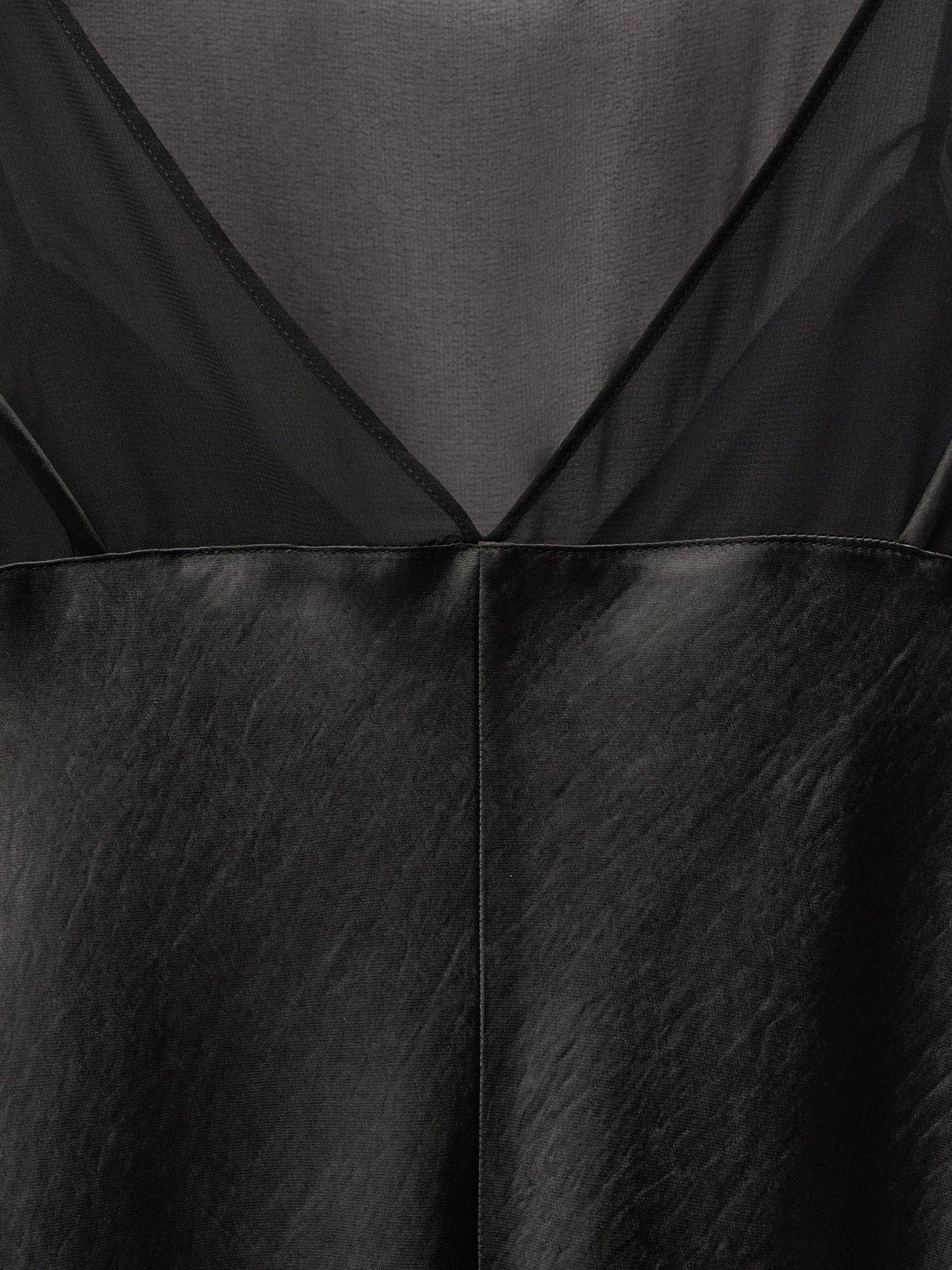 Product image 7 of 7, which shows Mango Olive Satin Dress, Black, 10