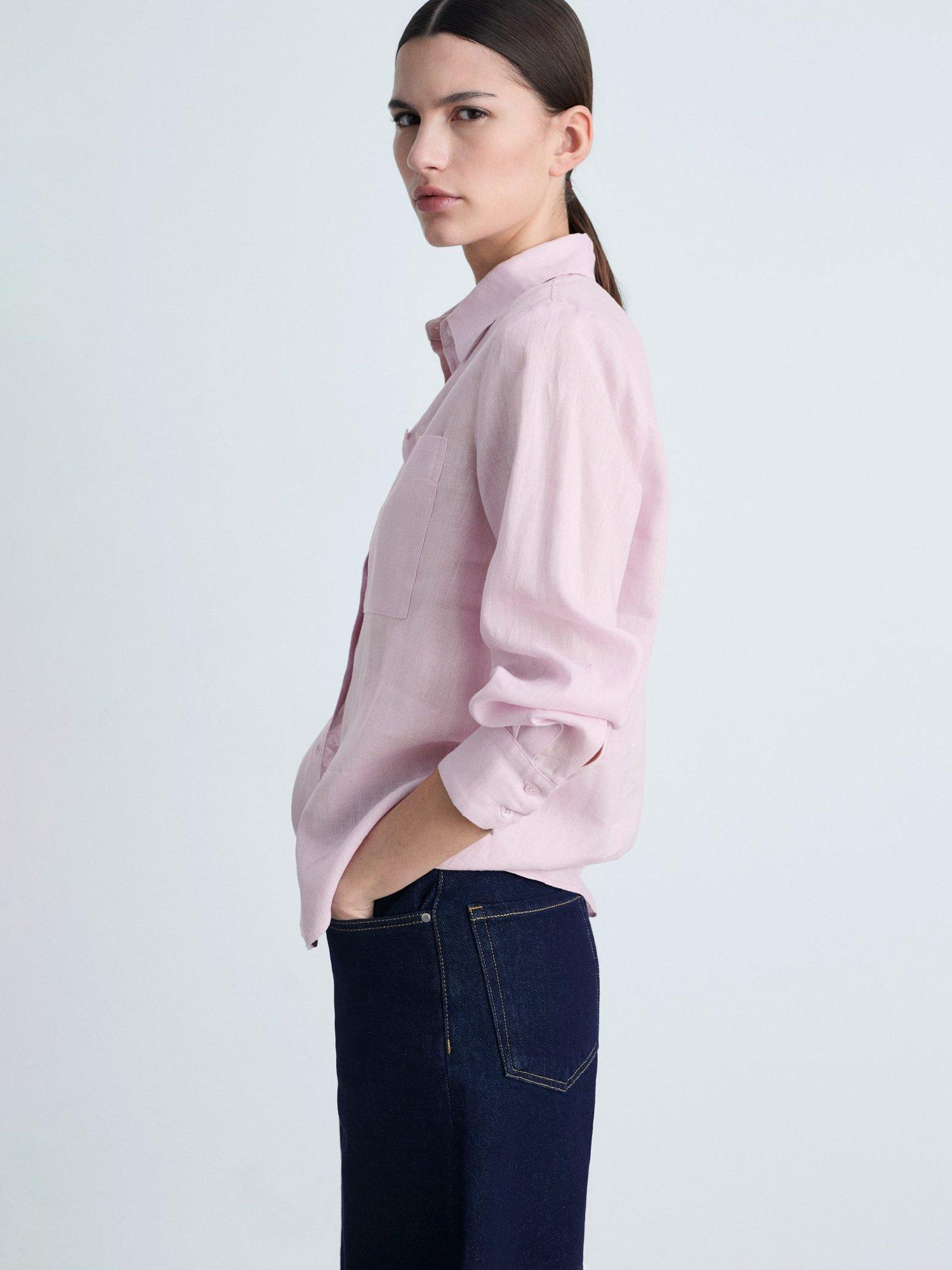 Mango Lino Linen Rich Shirt, Light-pastel Purple