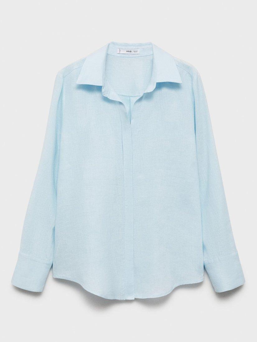 Product image 3 of 7, which shows Mango Samara Pure Linen Shirt, Light-pastel Blue, 10