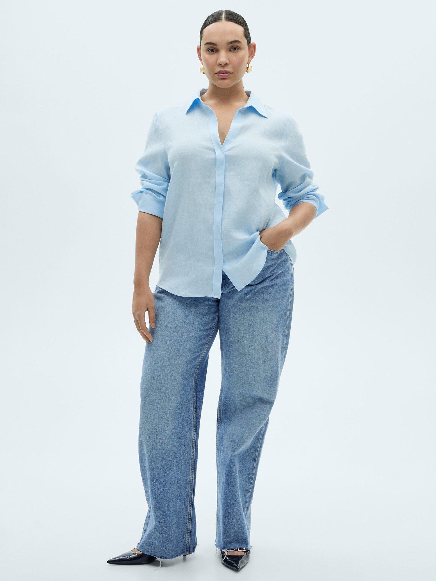Product image 6 of 7, which shows Mango Samara Pure Linen Shirt, Light-pastel Blue, 10