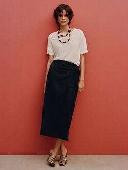 Mango Linen Pareo Skirt, Black, Black