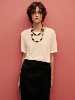 Mango Linen Pareo Skirt, Black - view 2, Black