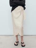 Mango Pareo Wrap Midi Skirt, Beige
