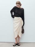Mango Pareo Wrap Midi Skirt, Beige