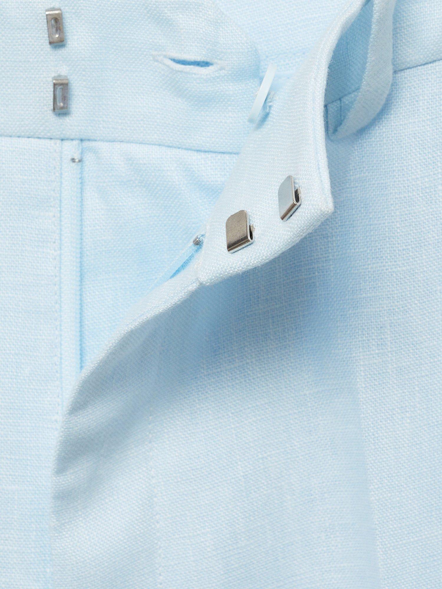 Product image 8 of 8, which shows Mango Boreli Straight Fit Linen Trousers, Pastel Blue, 10
