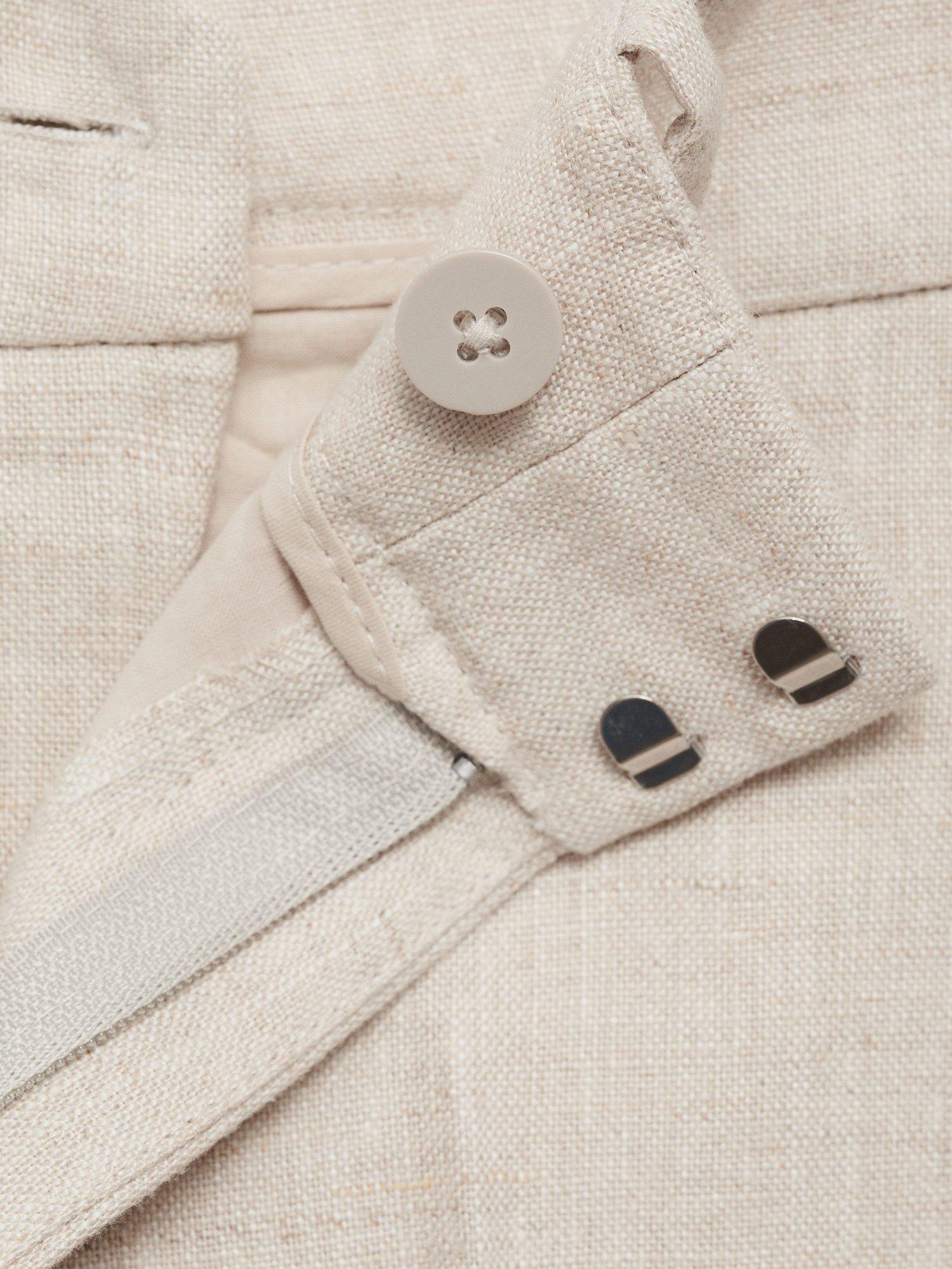 Product image 5 of 9, which shows Mango Boreli Pure Linen Trousers, Beige, 8