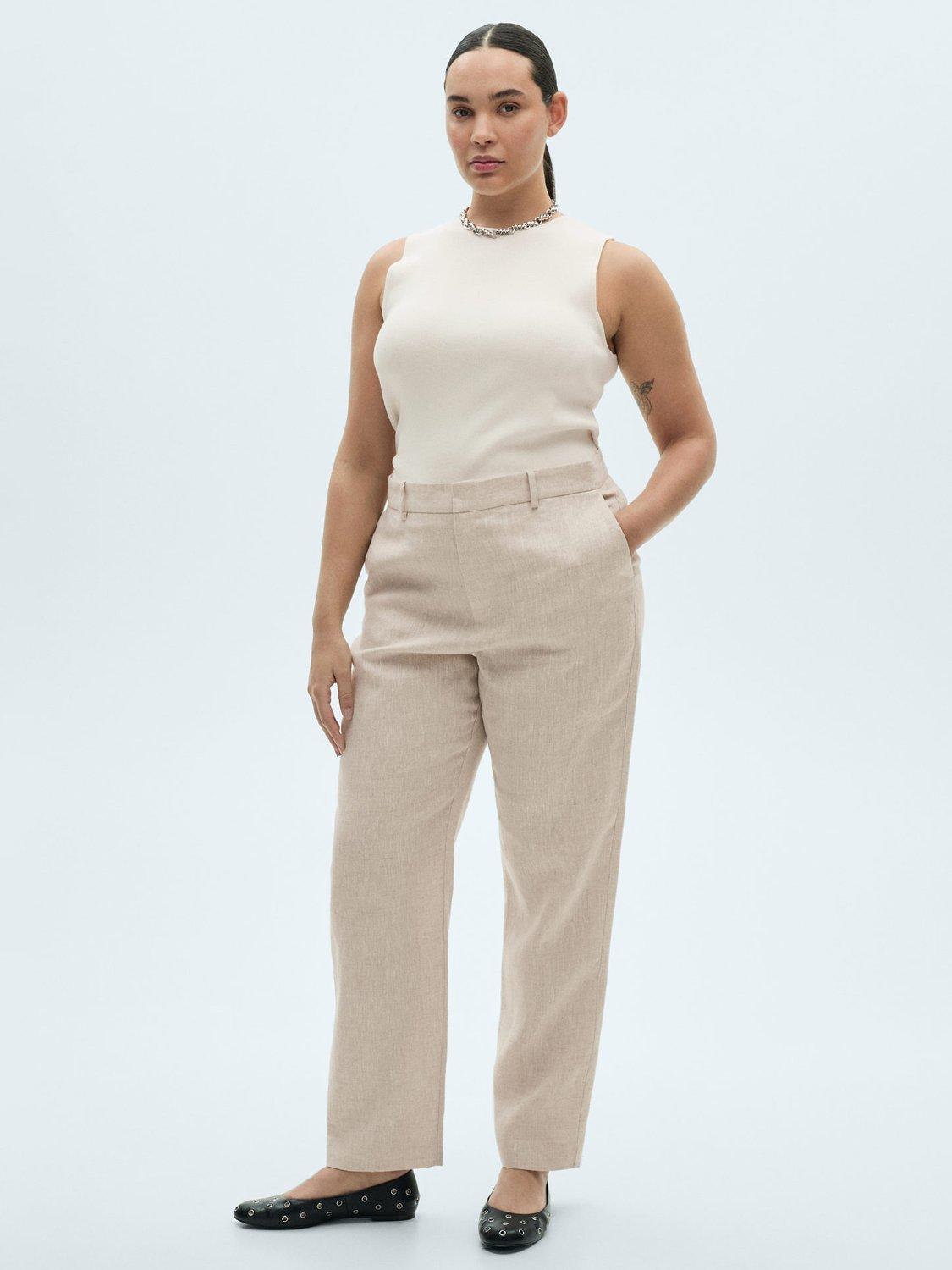 Product image 8 of 9, which shows Mango Boreli Pure Linen Trousers, Beige, 8
