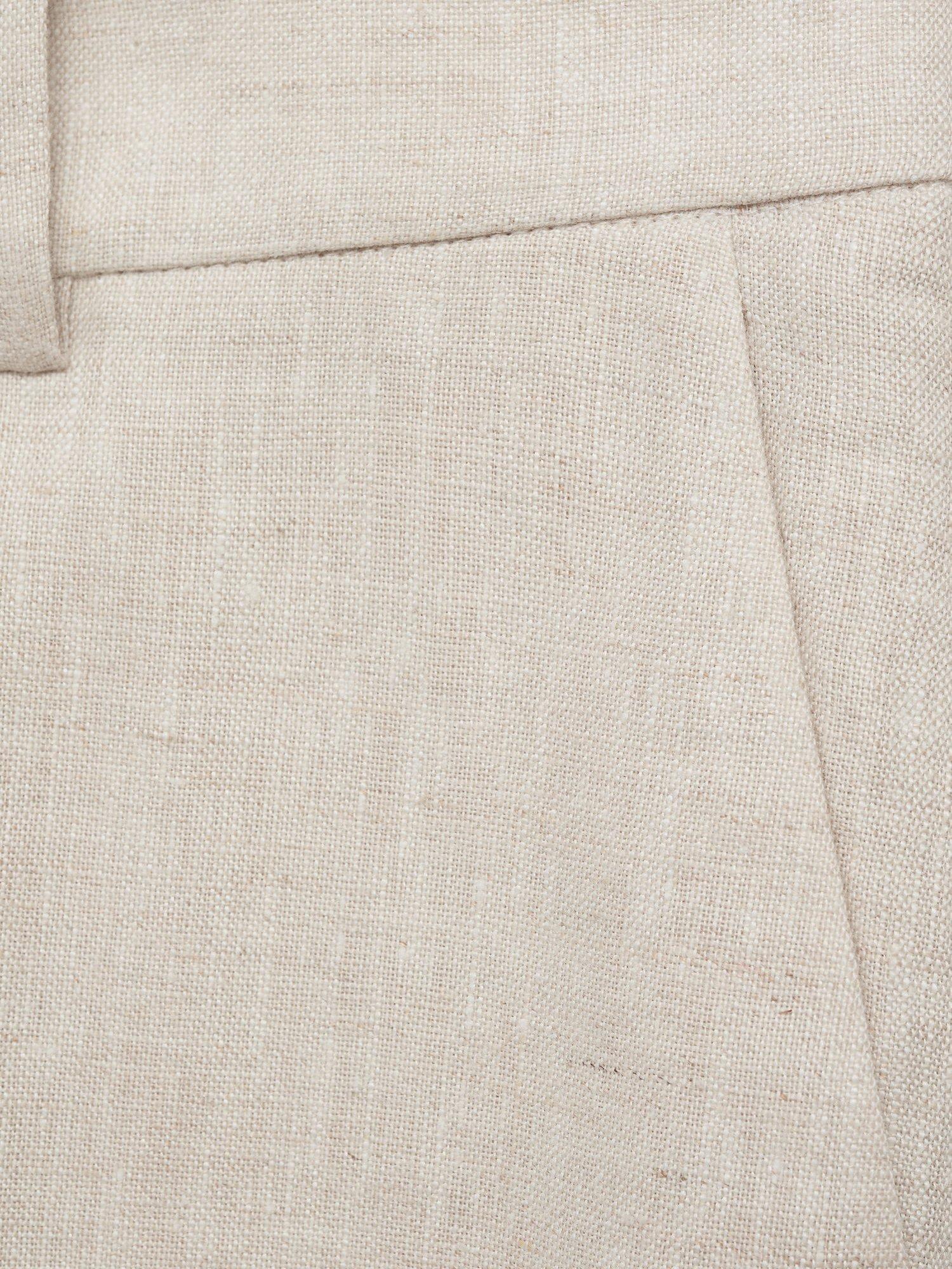 Product image 9 of 9, which shows Mango Boreli Pure Linen Trousers, Beige, 8