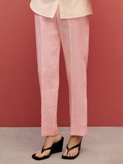 Mango Boreli Straight Fit Linen Trousers - view 2, Pastel Pink