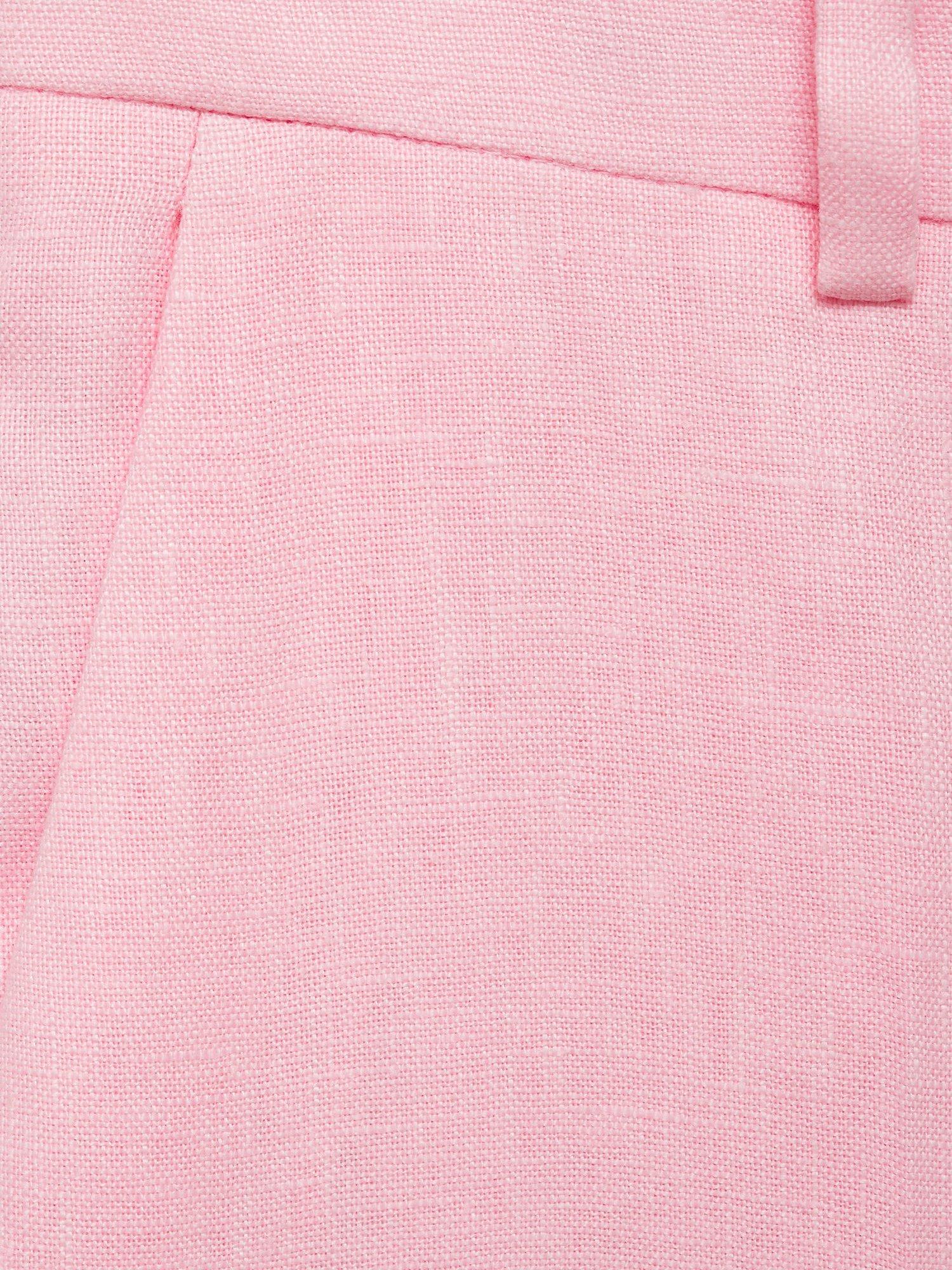 Product image 5 of 7, which shows Mango Boreli Straight Fit Linen Trousers, Pastel Pink, 10