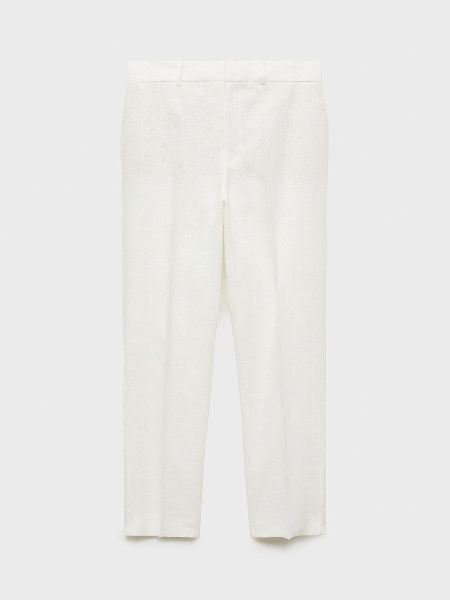 Product image 3 of 6, which shows Mango Boreli Pure Linen Trousers, Natural White, 4