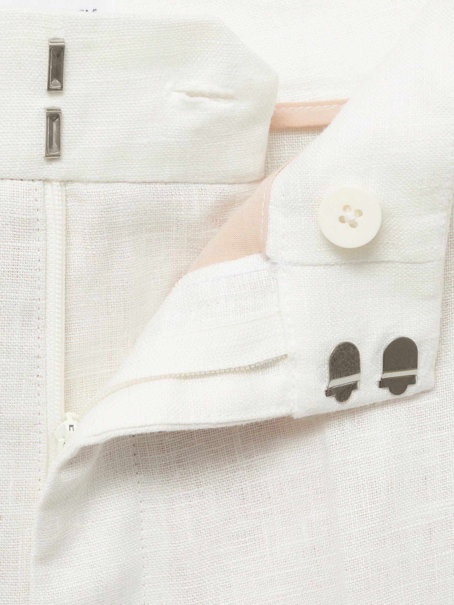 Product image 6 of 6, which shows Mango Boreli Pure Linen Trousers, Natural White, 4