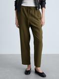 Mango Fluido Drawstring Waist Trousers, Khaki